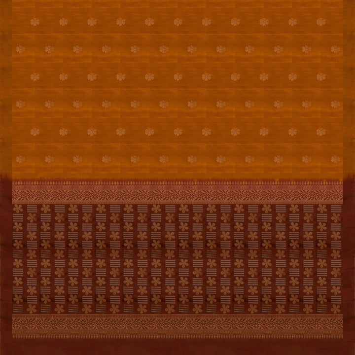 Pallu of Handwoven Light and Dark Brown color Soft silk Saree