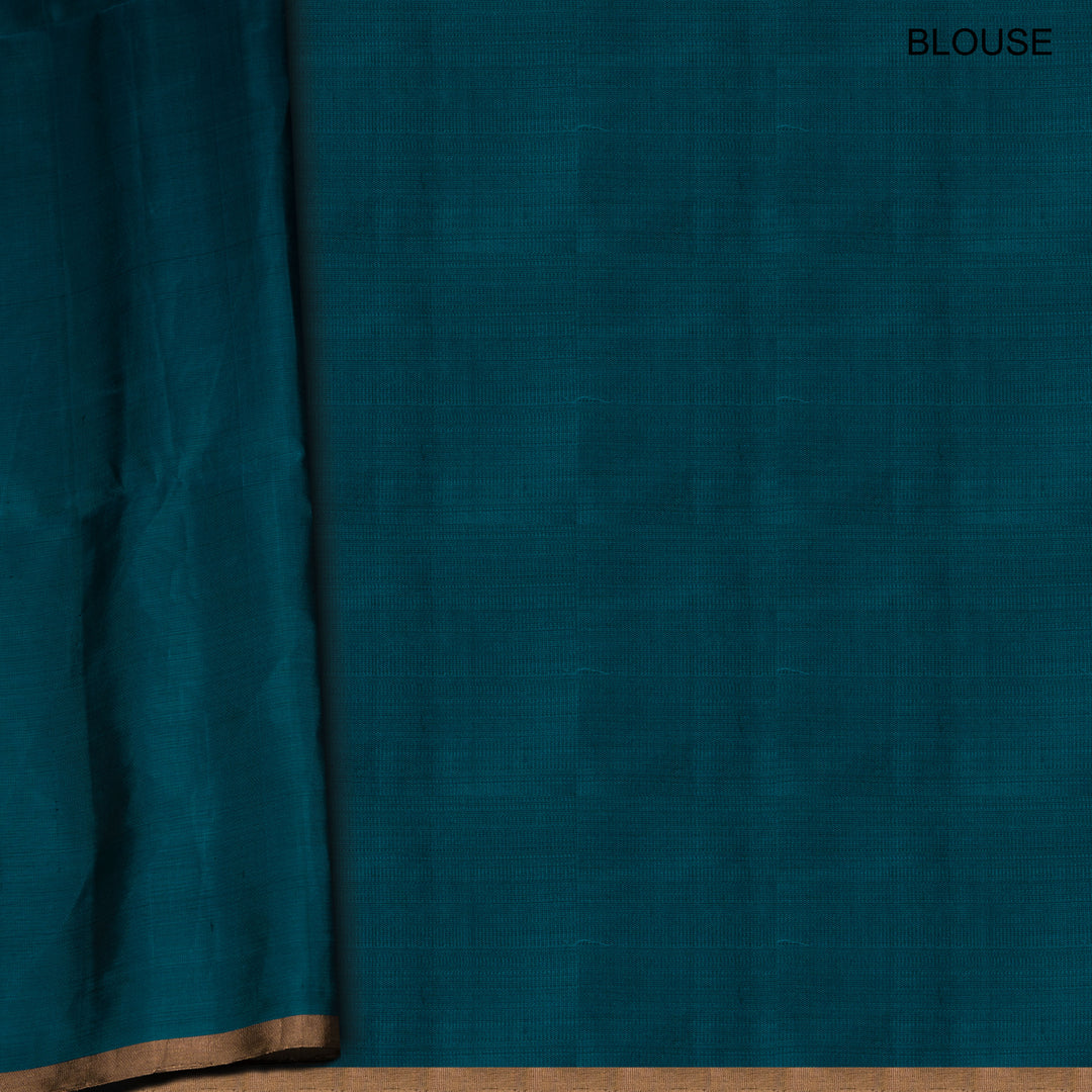 Blouse of Handwoven Peacock  Blue color Soft silk Saree