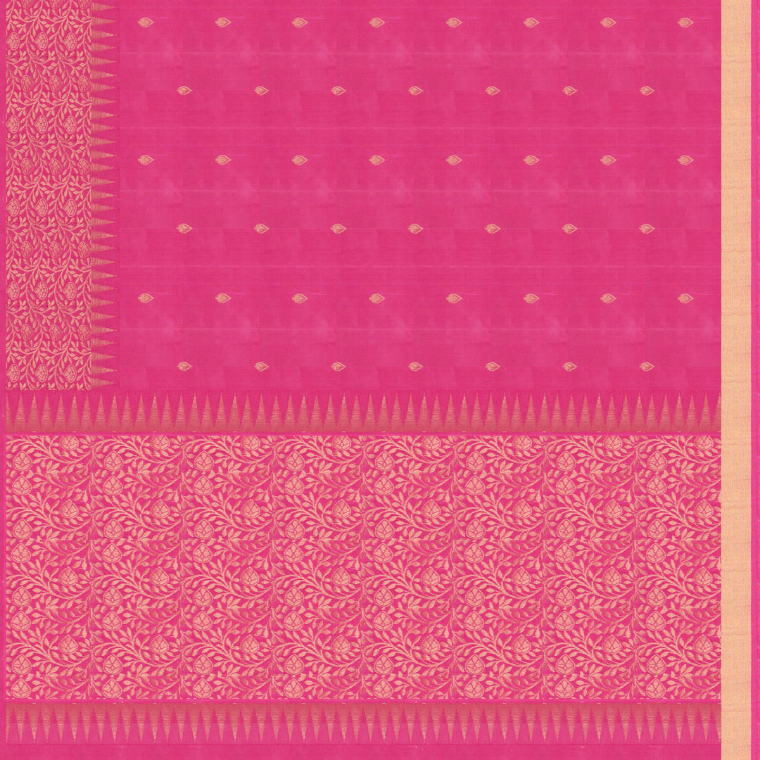 Pallu of Handwoven Pink color Soft silk Saree