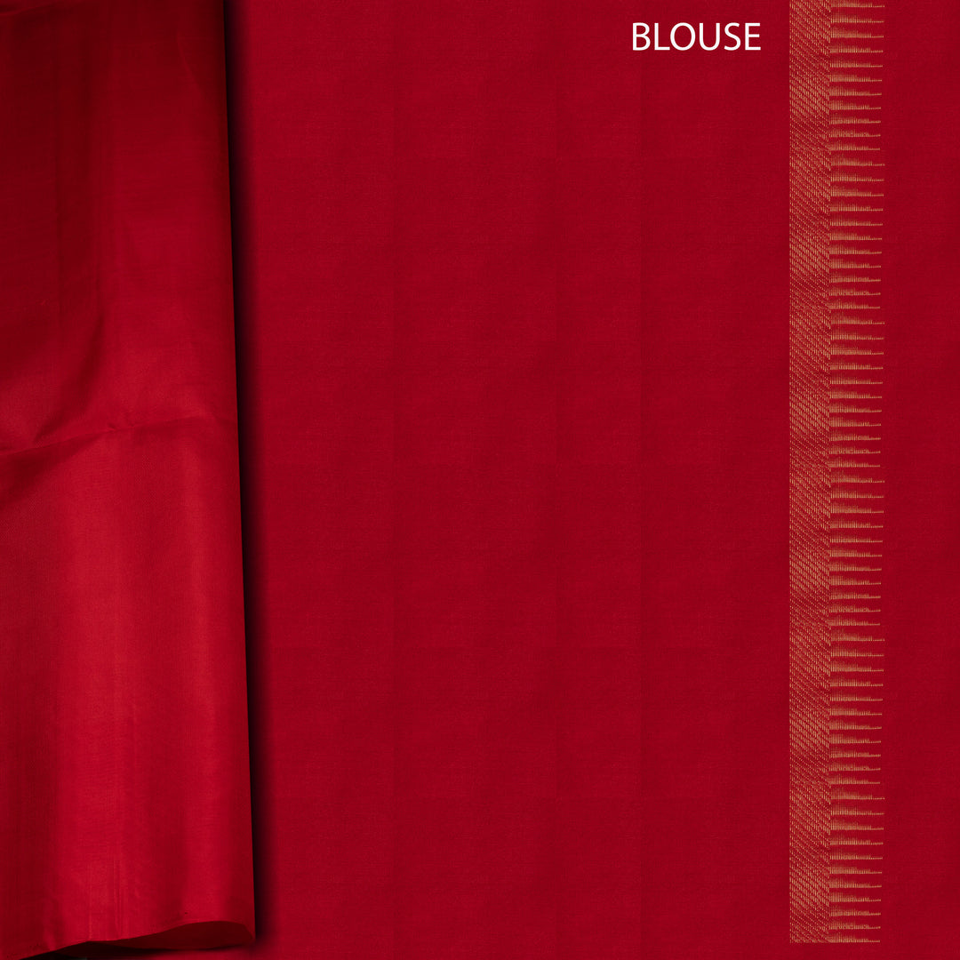 Red blouse fabric with a subtle pattern on a plain background