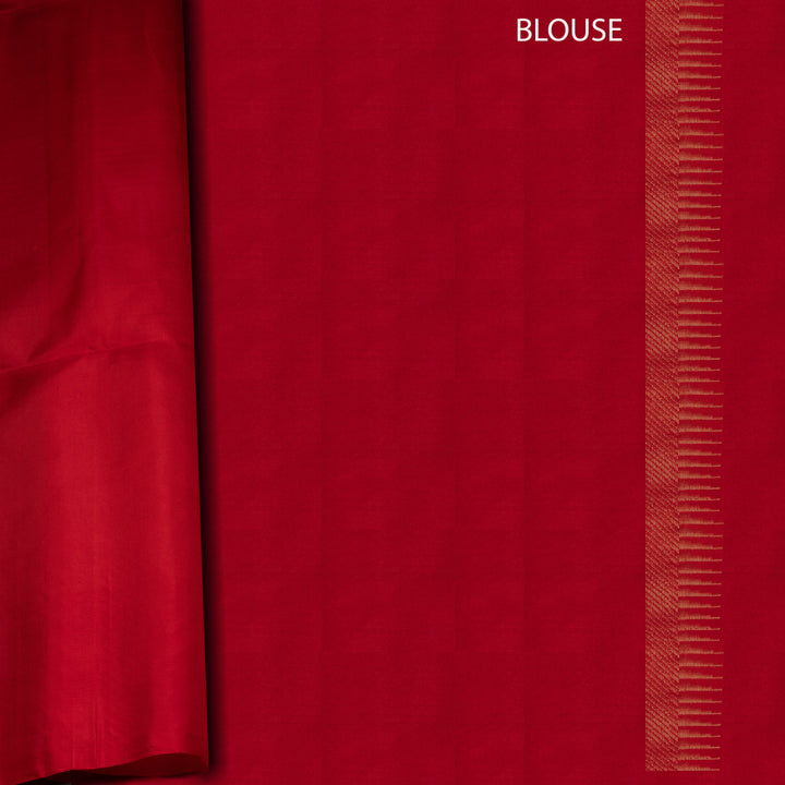 Red blouse fabric with a subtle pattern on a plain background