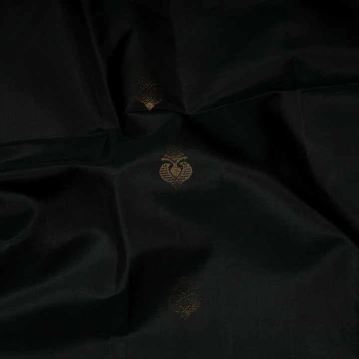 Closeup of Handwoven Black with Red color Soft silk Saree