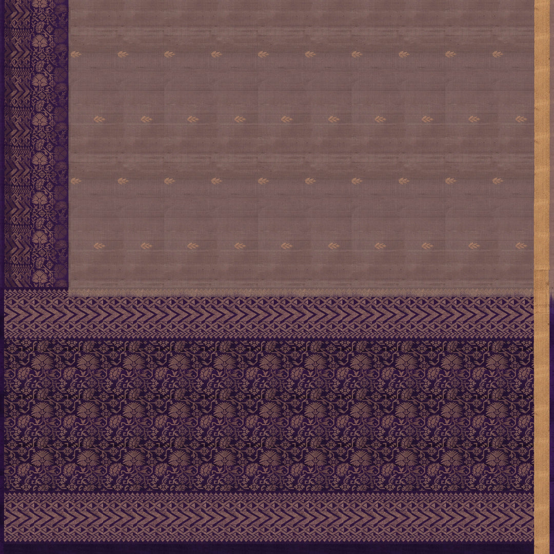 Handwoven Grey with Purple color Soft silk Saree- 3273T015685DSC