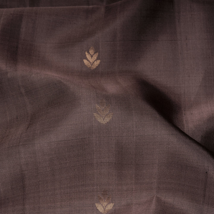 Handwoven Grey with Purple color Soft silk Saree- 3273T015685DSC