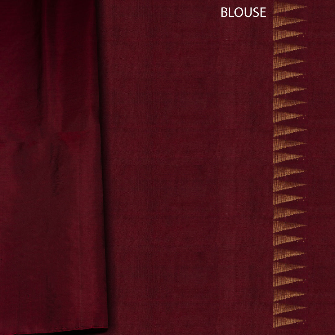 Blouse of Handwoven Grey with Maroon color Soft silk Saree