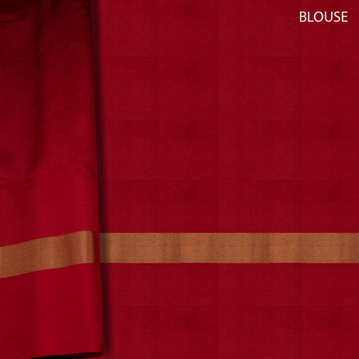 Red fabric with a brown border and 'BLOUSE' text