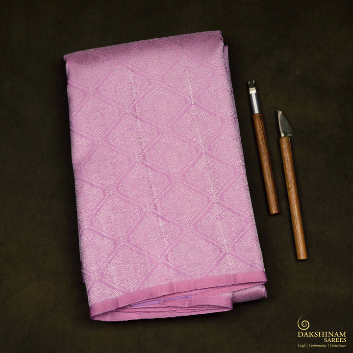 Handwoven Pink with Lavender Kanjivaram Silk Saree - 2538T012447DSC