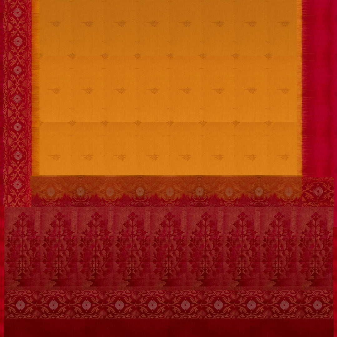 Pallu of Handwoven Yellow with Red color Soft silk Saree
