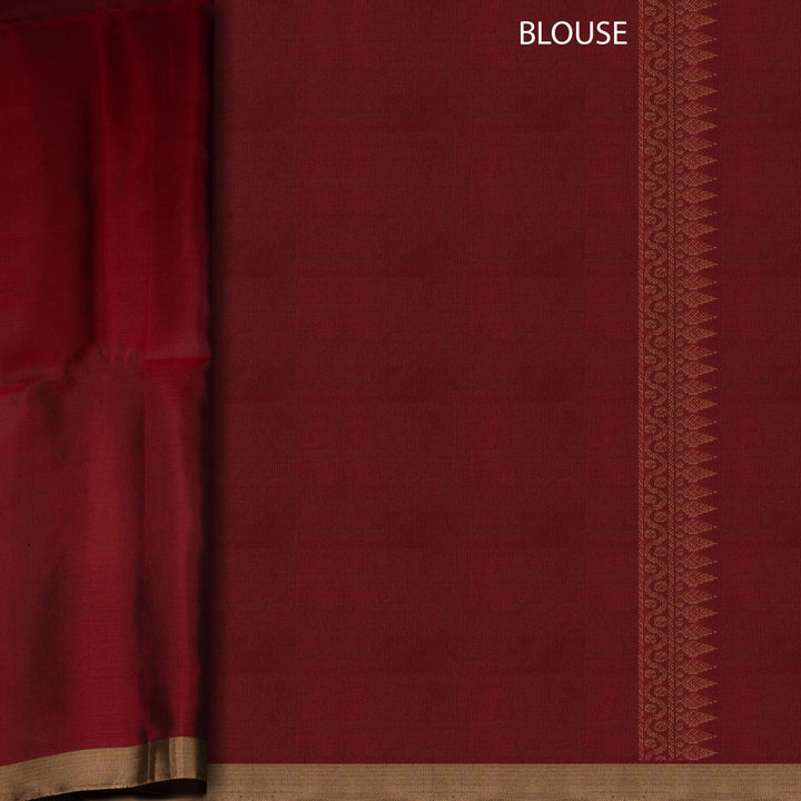 Blouse of Handwoven Grey with Maroon color Soft silk Saree