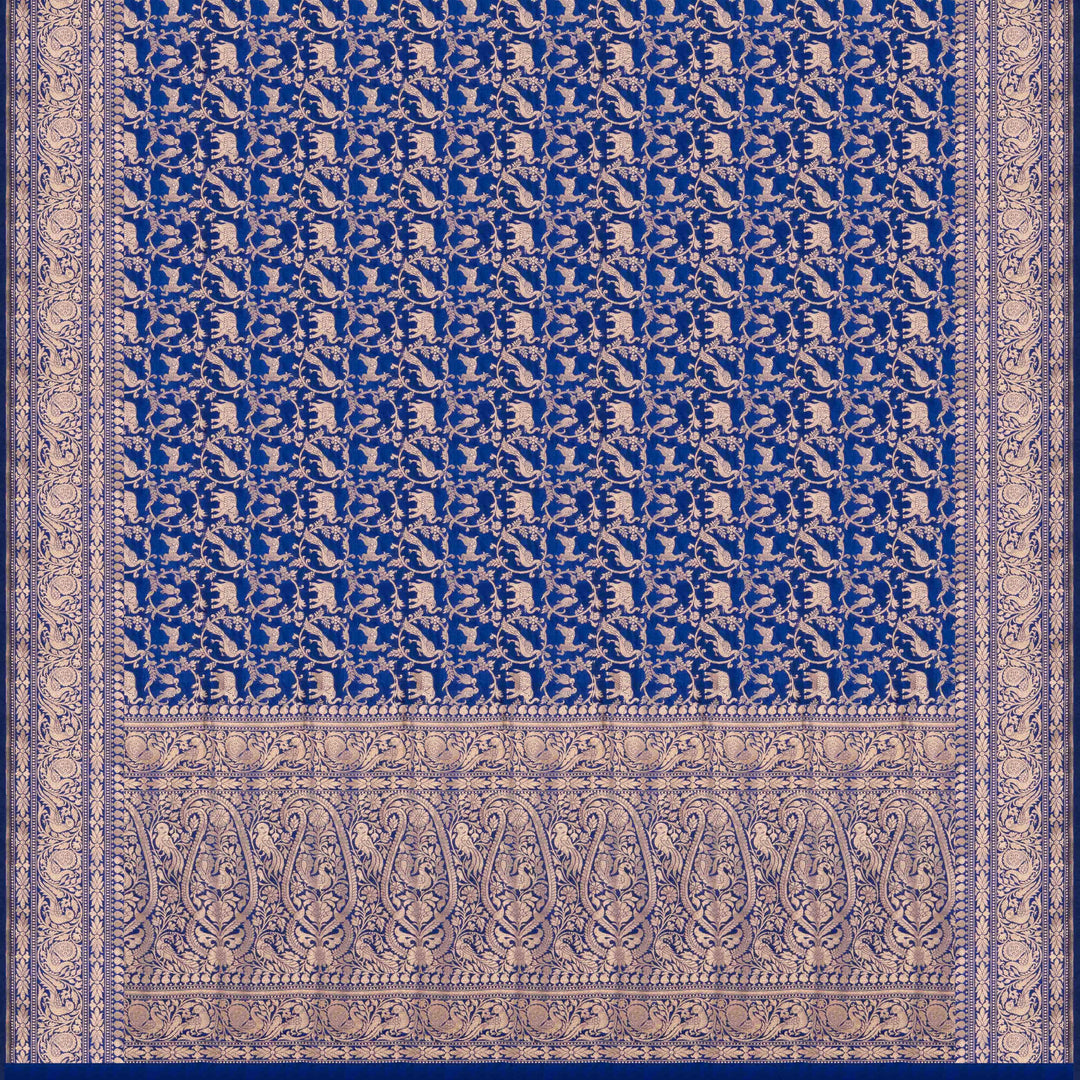 Pallu of Handwoven Royal Blue Banarasi silk Saree