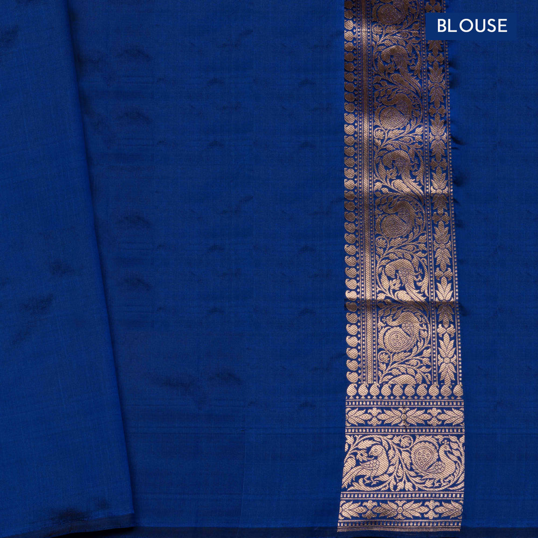 Blouse of Handwoven Royal Blue Banarasi silk Saree
