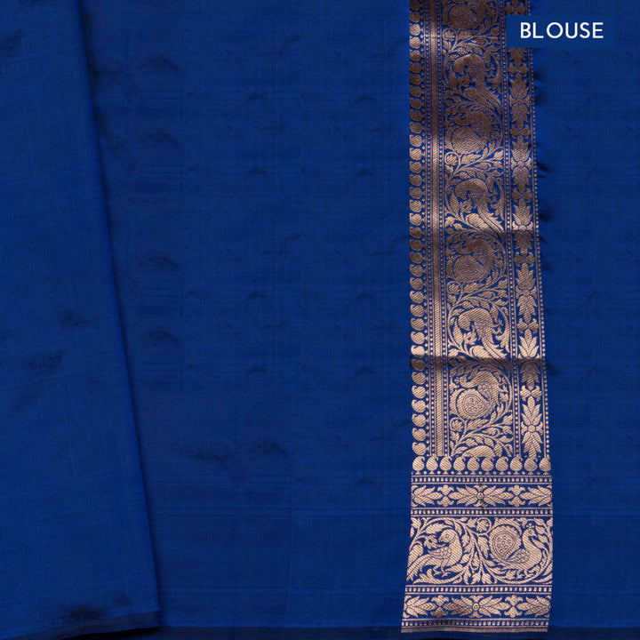 Blouse of Handwoven Royal Blue Banarasi silk Saree
