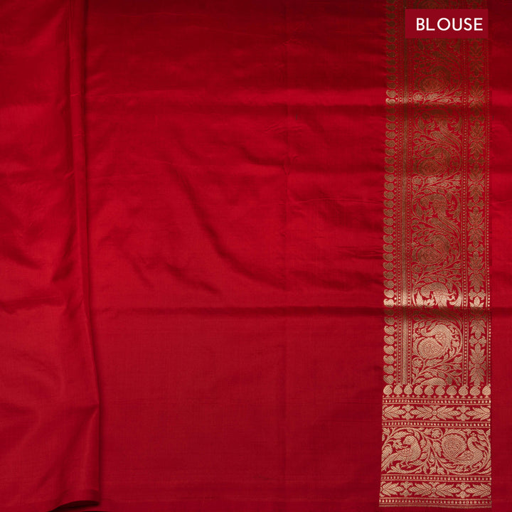 Blouse of Handwoven Red color Banarasi Katan silk Saree