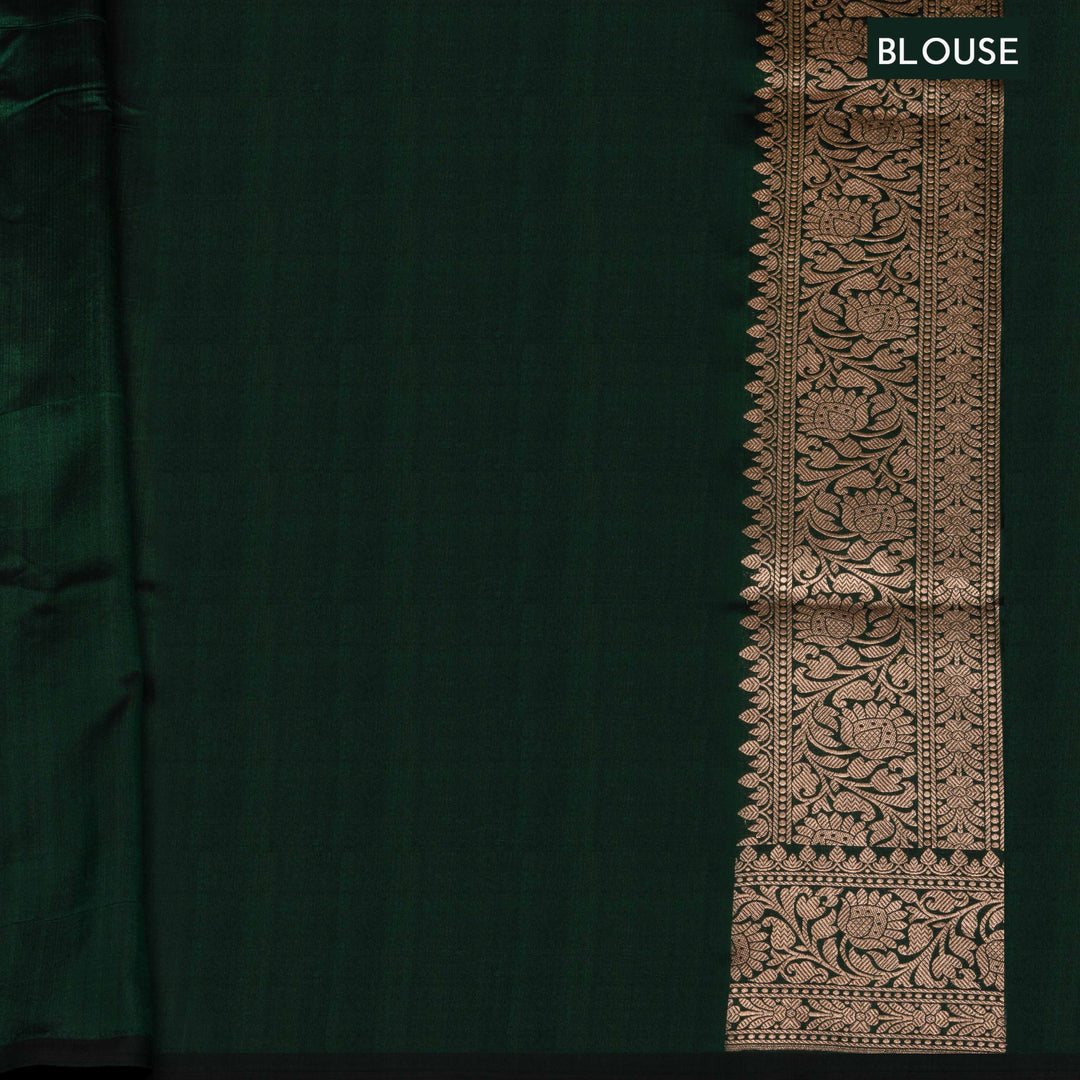 Blouse of Handwoven Bottle Green color Banarasi Katan silk Saree