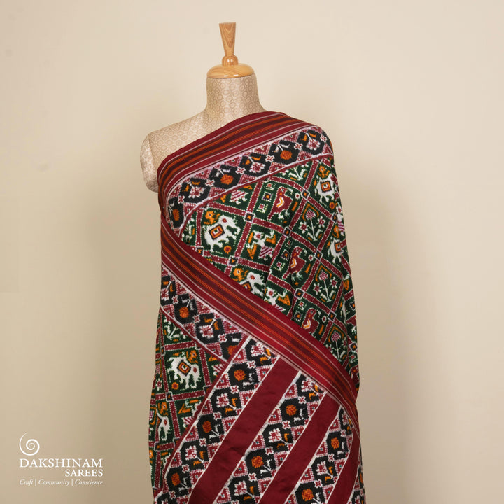 Handwoven Multicolor Double Ikat silk Saree- 3289T010106DSC