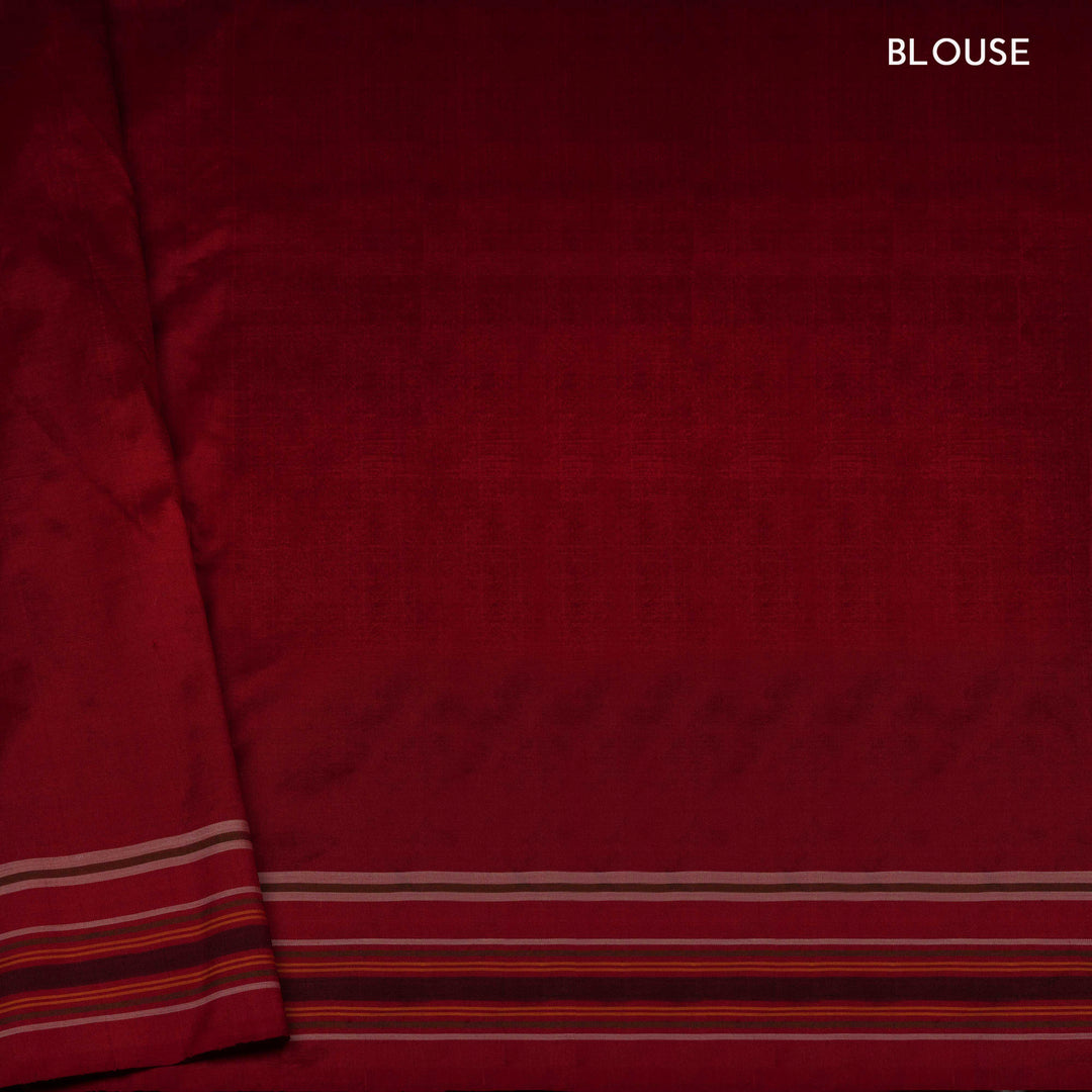 Blouse of Handwoven Multicolor Double Ikat silk Saree