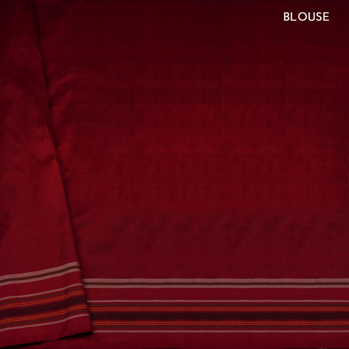 Blouse of Handwoven Multicolor Double Ikat silk Saree