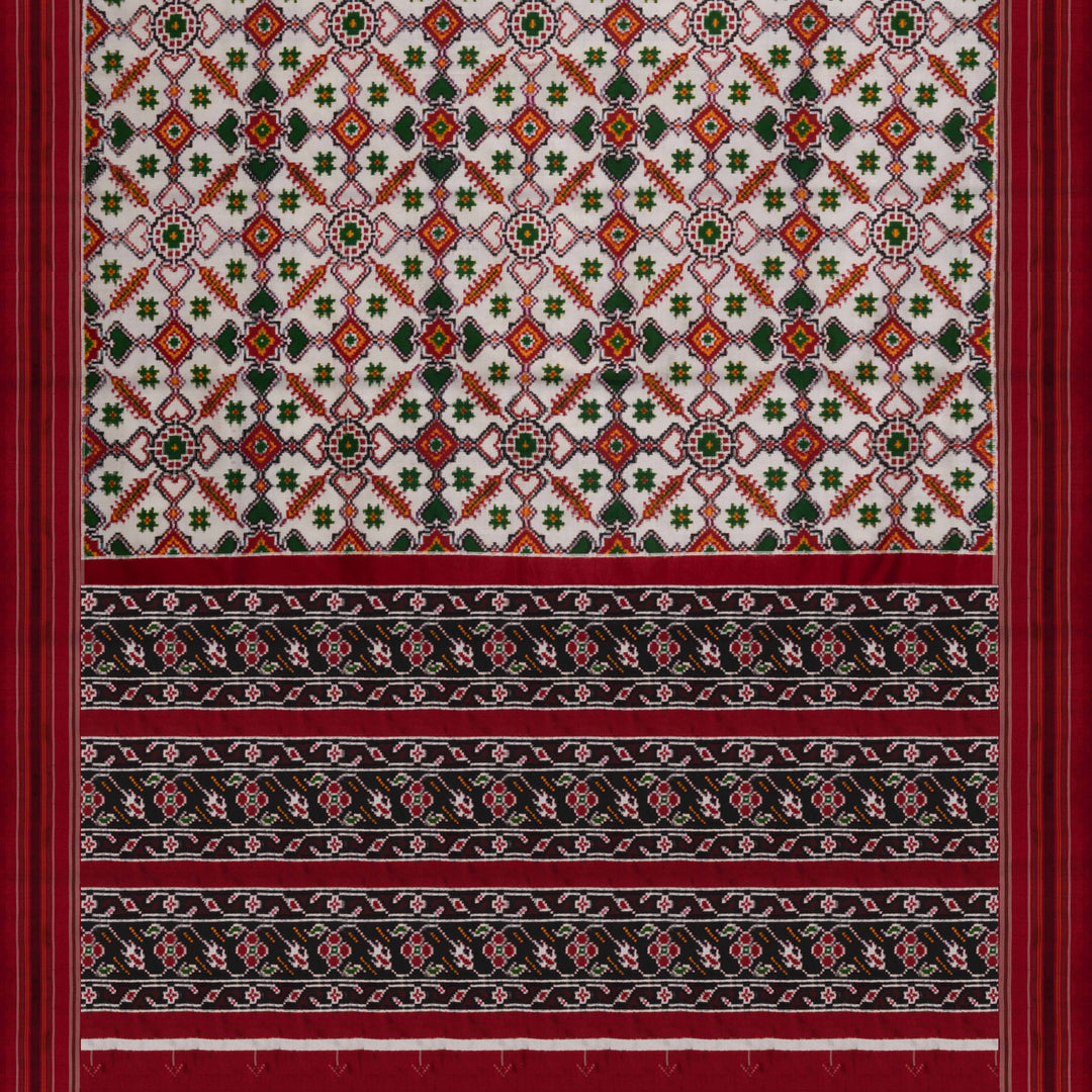 Pallu of Handwoven Multicolor Double Ikat silk Saree