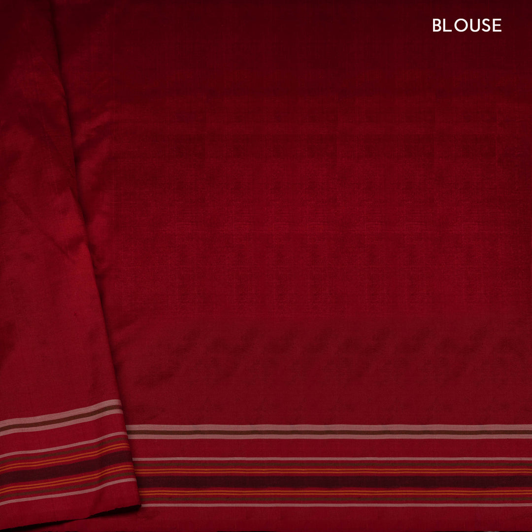 Blouse of Handwoven Multicolor Double Ikat silk Saree