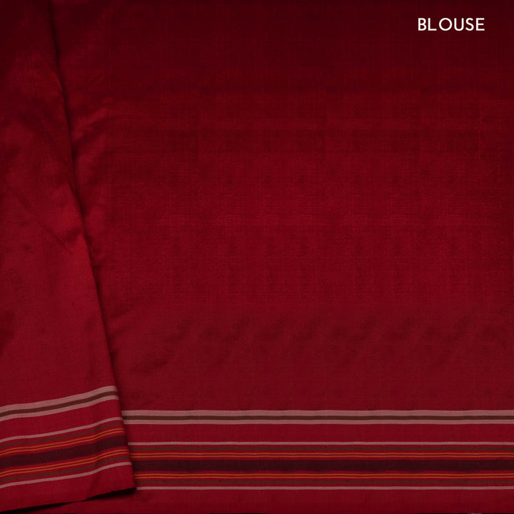 Blouse of Handwoven Multicolor Double Ikat silk Saree