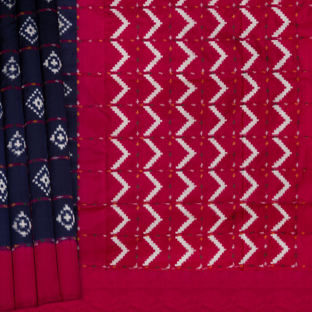 Two fabric swatches with patterns on a red background