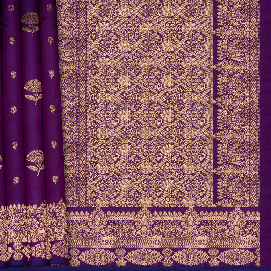 Purple fabric with gold intricate patterns