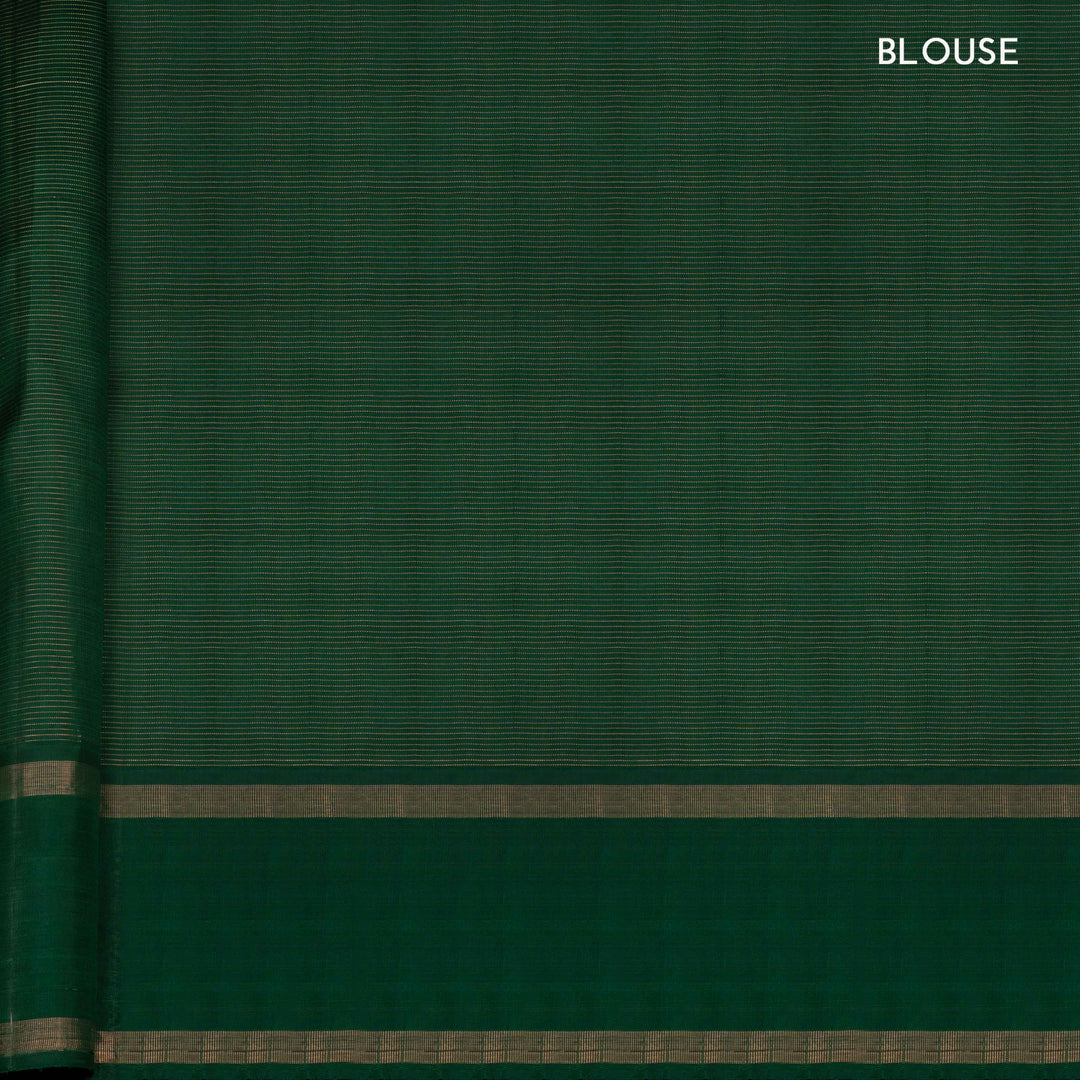 Blouse of Handwoven Green Checked Kanjivaram silk Saree