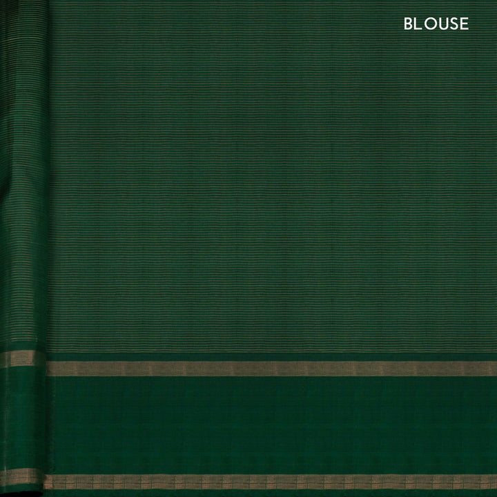 Blouse of Handwoven Green Checked Kanjivaram silk Saree