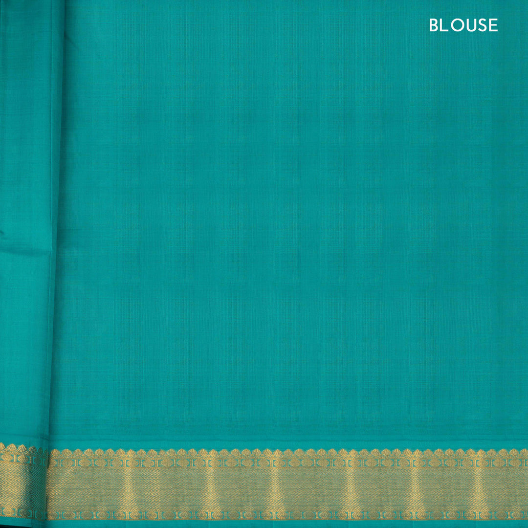 Blouse of Handwoven Navy Blue with Sky Blue Kanjivaram silk Saree