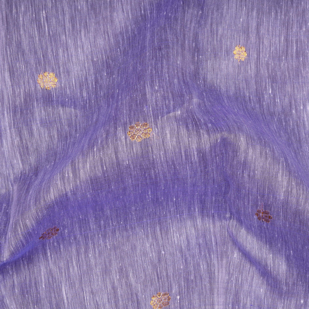 Closeup of Handwoven Lavender with Magenta Linen Kanjivaram silk Saree