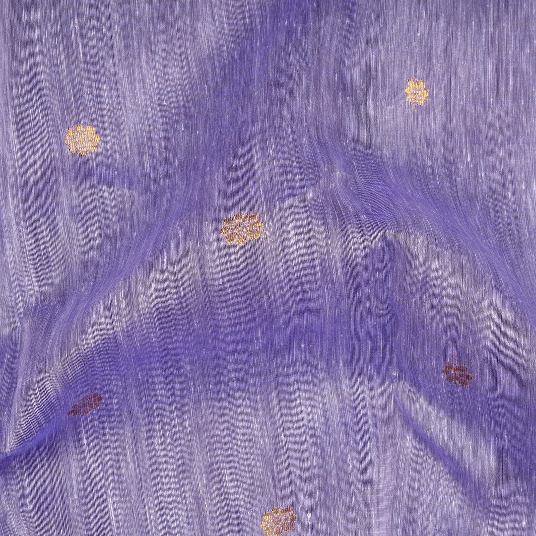 Closeup of Handwoven Lavender with Magenta Linen Kanjivaram silk Saree