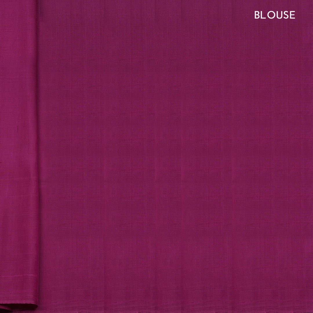 Blouse of Handwoven Lavender with Magenta Linen Kanjivaram silk Saree