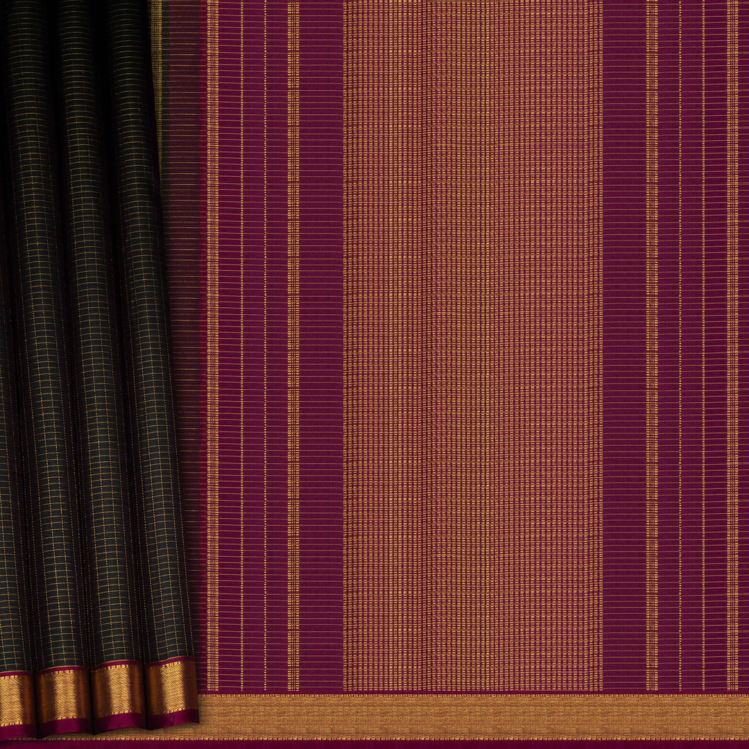 Textured fabric with vertical stripes in brown and purple on a plain background