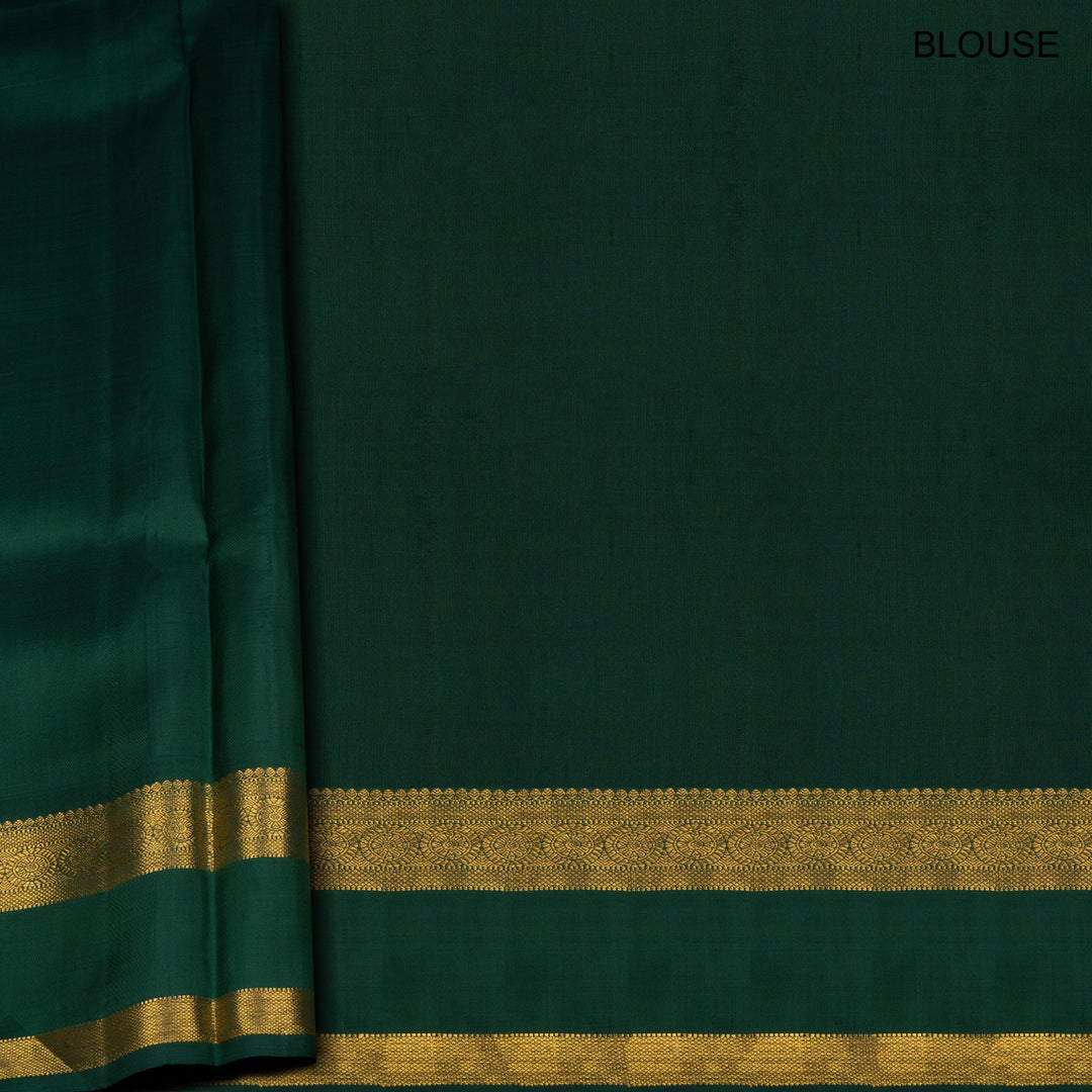 Blouse of Handwoven Korvai Kanjivaram silk saree in Red and Green color