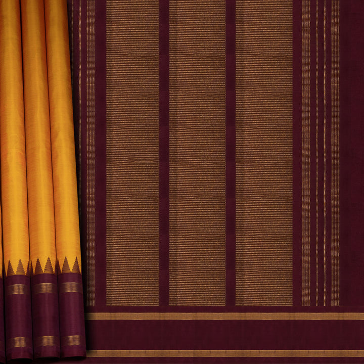 Curtain with maroon and gold striped pattern