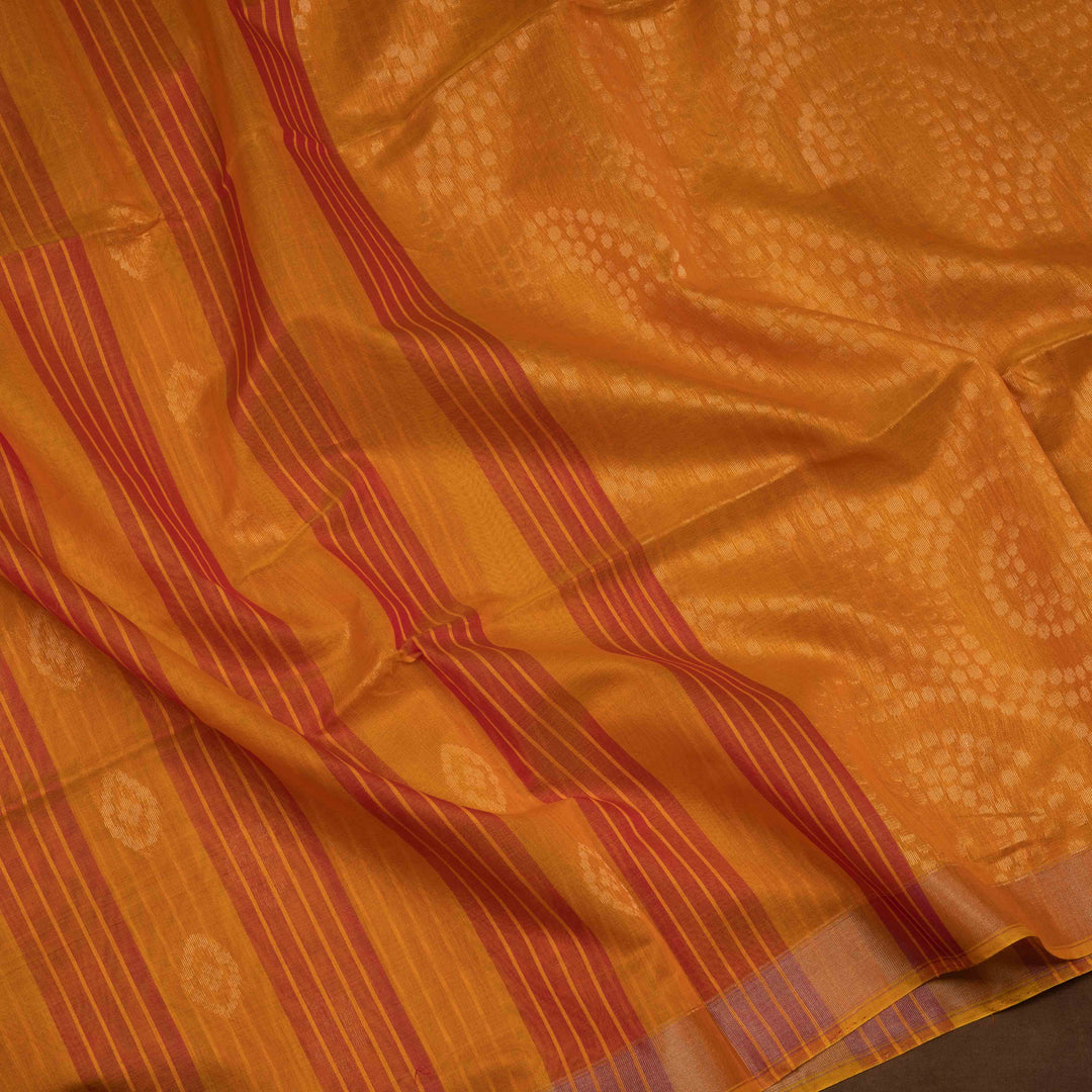 Orange Silk Cotton Saree with Orange Tissue Border and Gold Zari 3320T015903DSC
