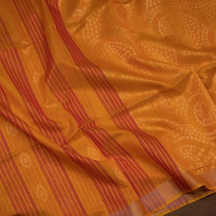 Orange Silk Cotton Saree with Orange Tissue Border and Gold Zari 3320T015903DSC