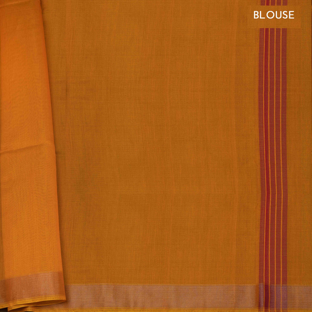 Orange Silk Cotton Saree with Orange Tissue Border and Gold Zari 3320T015903DSC