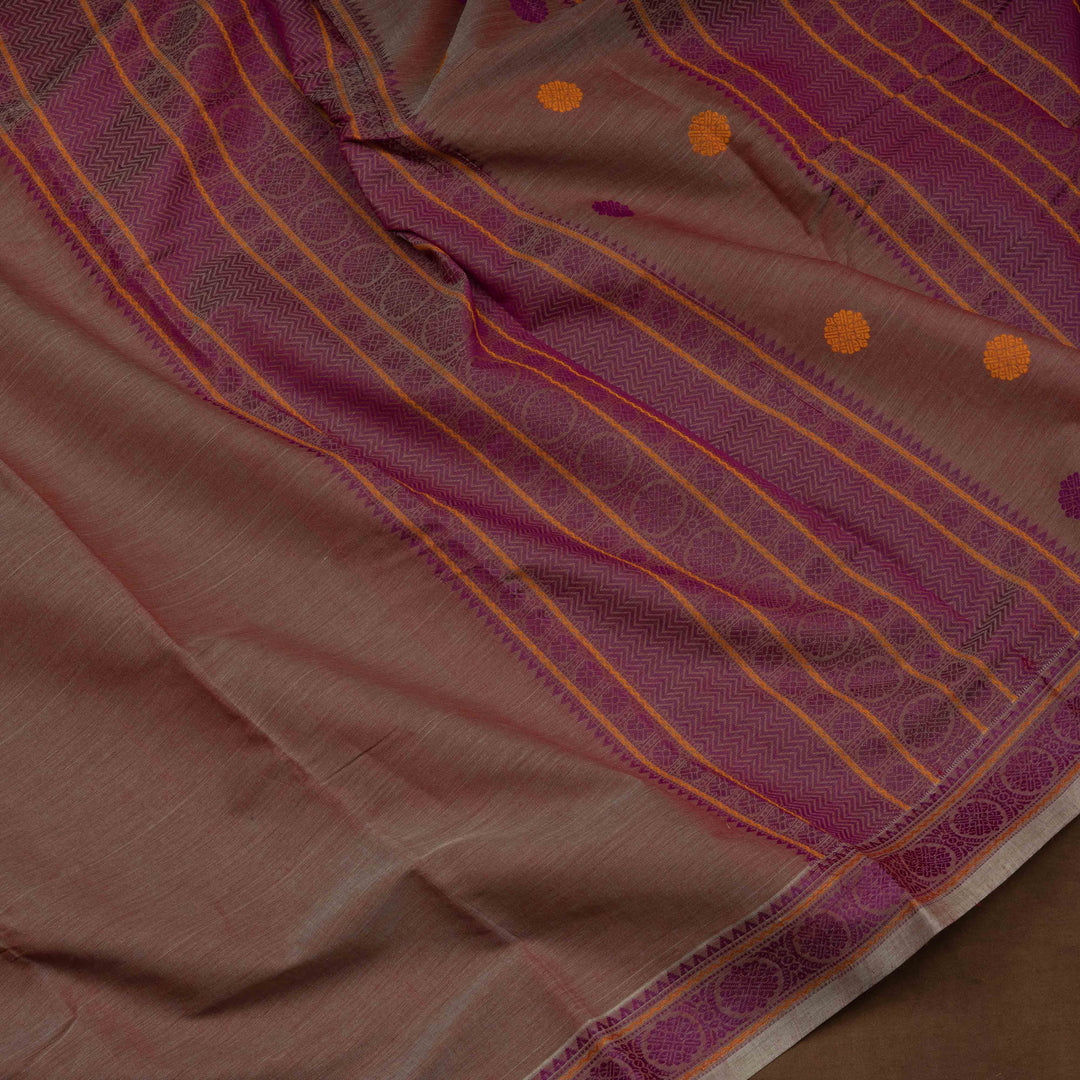 Dual toned Dusty Pink Kanchi Cotton Saree with Temple and Chakram Border 3345T015939DSC