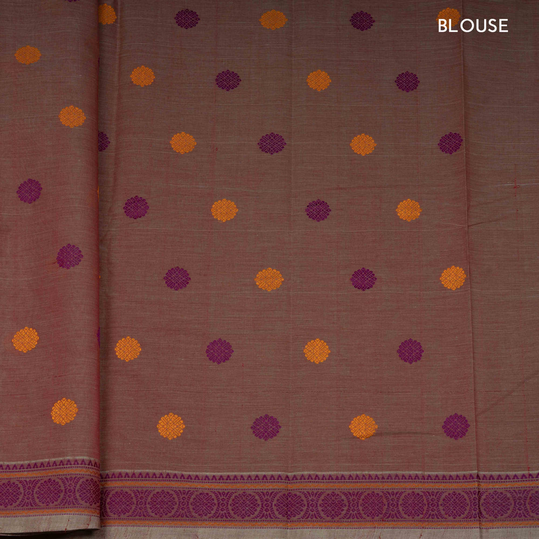 Dual toned Dusty Pink Kanchi Cotton Saree with Temple and Chakram Border 3345T015939DSC