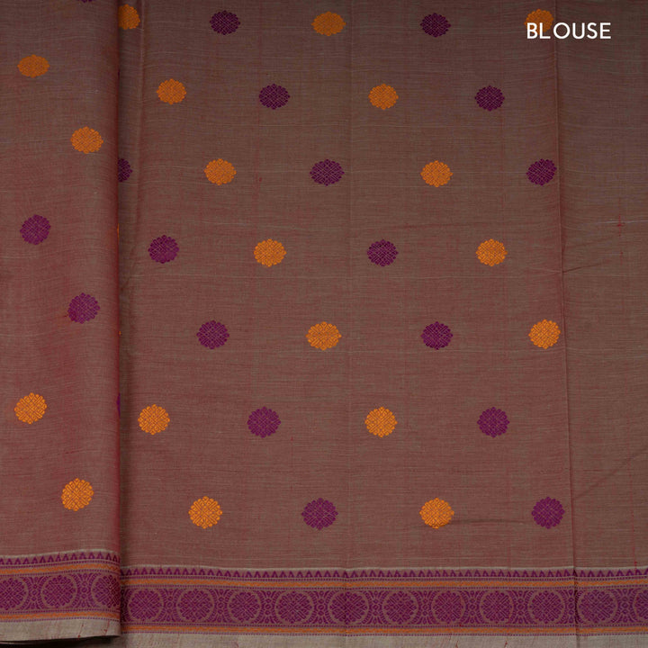 Dual toned Dusty Pink Kanchi Cotton Saree with Temple and Chakram Border 3345T015939DSC