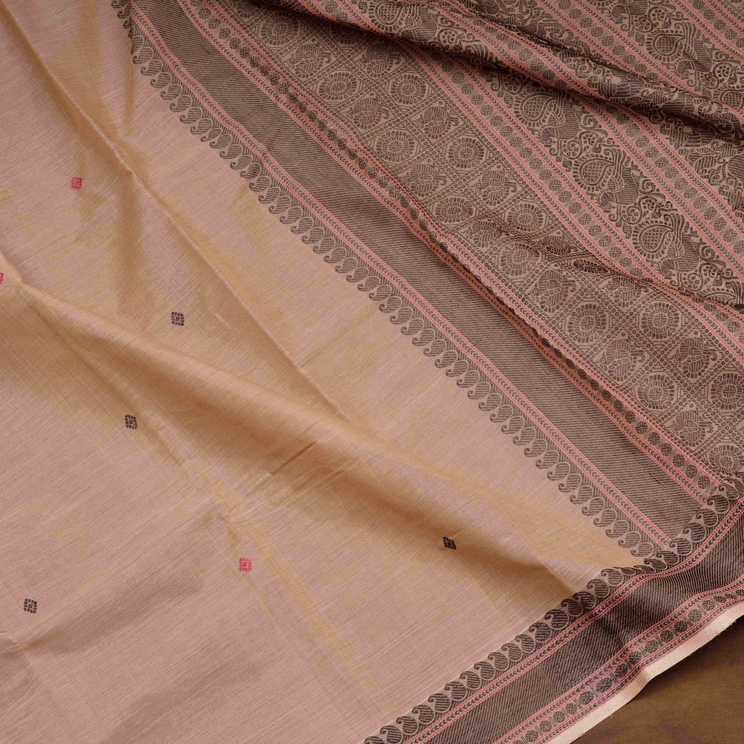 Beige Original Handloom Kanchi Cotton Saree with Traditional Border 3352T015932DSC