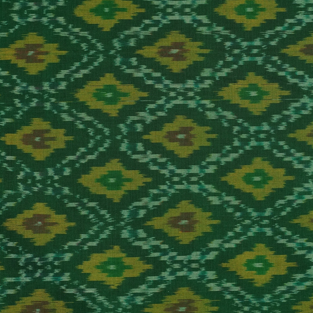 Handwoven Green Banarasi Fabric - 20T001268DSC