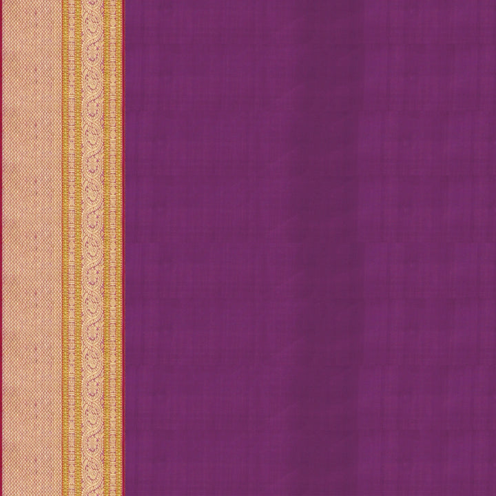 Handwoven Cream with Magenta Kanjivaram Silk Saree - 1706T007506DSC