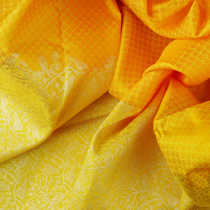 Handwoven Yellow Kanjivaram Silk Saree- 1805T004042DSC