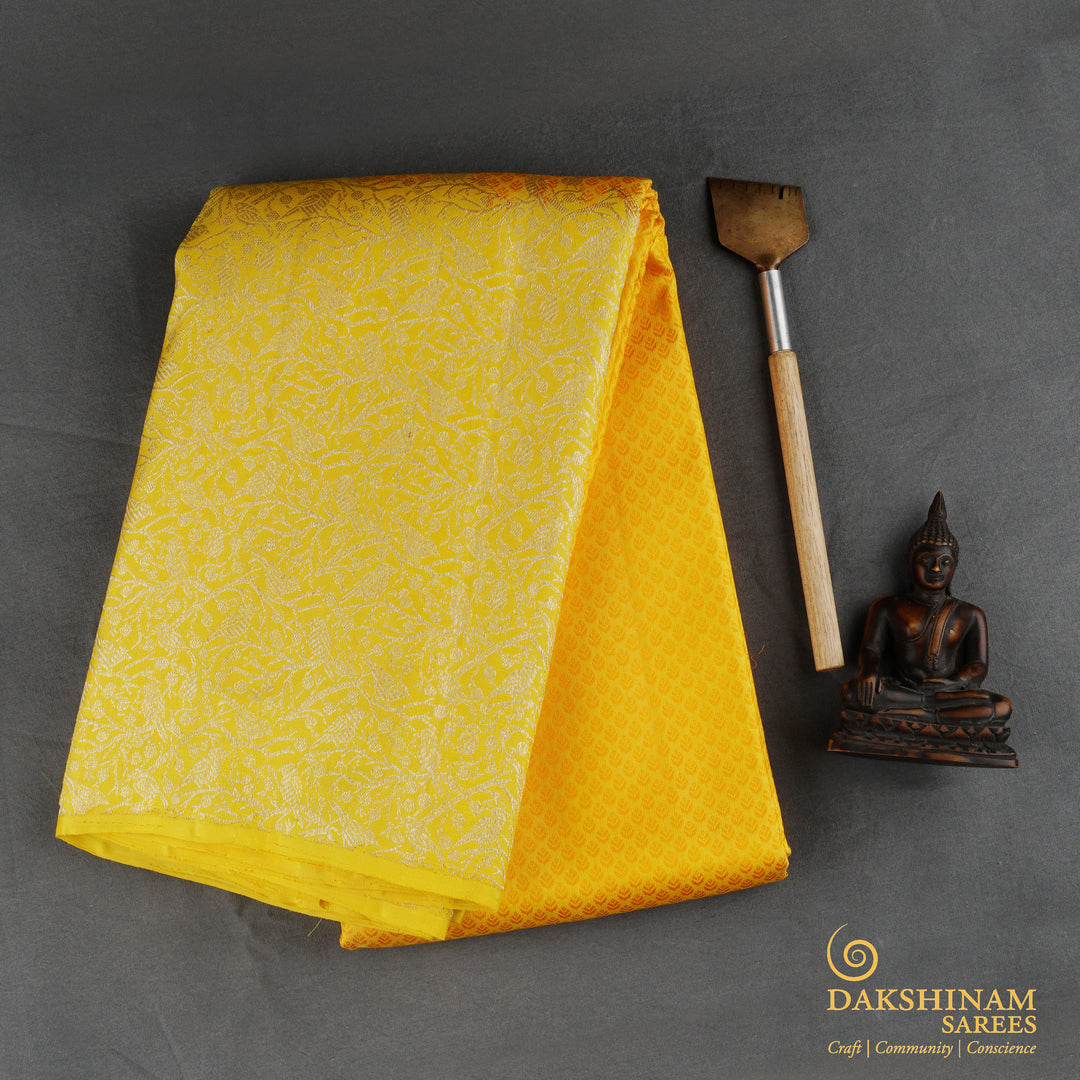 Handwoven Yellow Kanjivaram Silk Saree- 1805T004042DSC