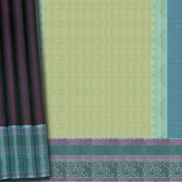 Handwoven Purple with Blue Kanjivaram Silk Saree - 2560T011399DSC