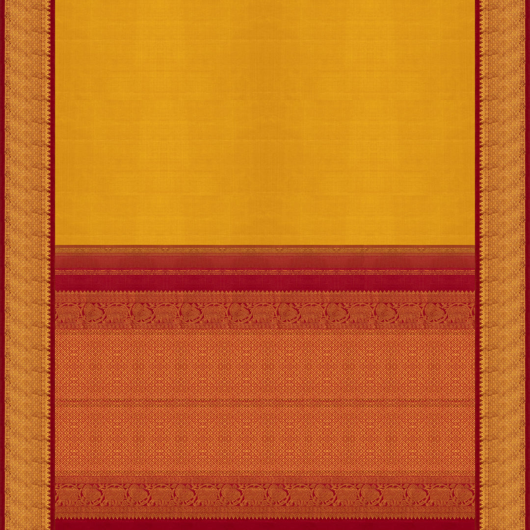 Yellow Kanjivaram Silk Saree with Rudraksham Border and Red Pallu 3487 T015758DSC