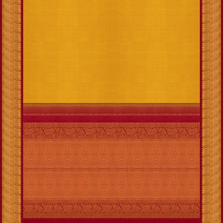 Yellow Kanjivaram Silk Saree with Rudraksham Border and Red Pallu 3487 T015758DSC