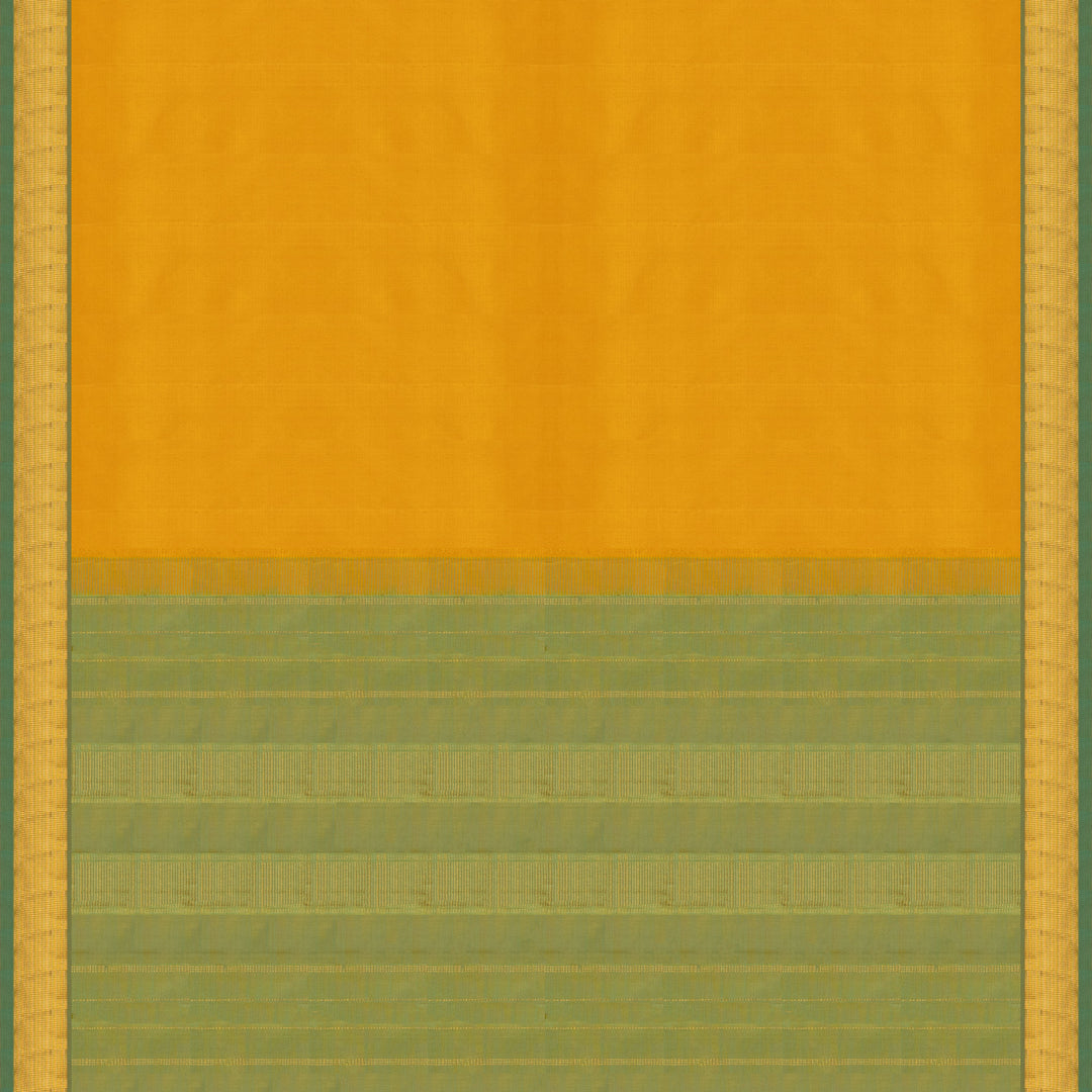 Yellow Kanjivaram Silk Saree with Dual-Tone Aqua Blue Border 3488 T015749DSC